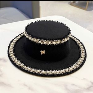 - BRAND NEW- Super Cute Black Fedora w/Pearl Accents